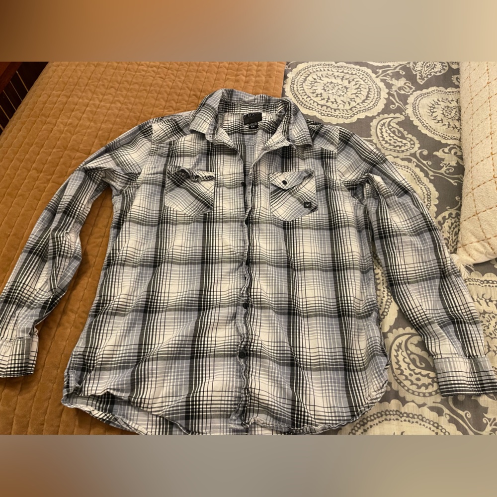 Men’s plaid Fox button up shirt size XXL